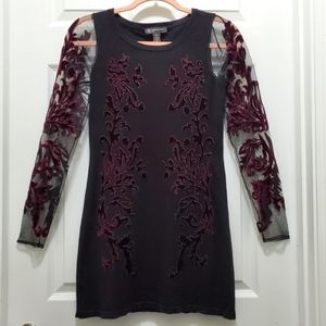 INC INTERNATIONAL CONCEPTS VELVET APPLIQUE DRESS